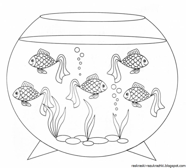 Рисование рыбки в аквариуме