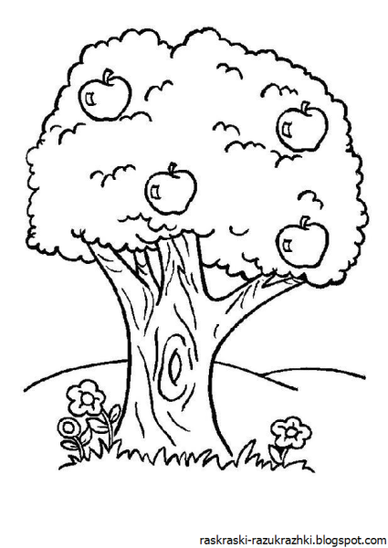 Раскраска деревья и кустарники для детей