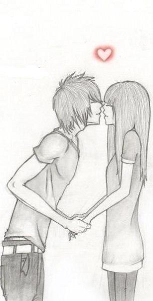 Девушка с парнем для срисовки легкое
