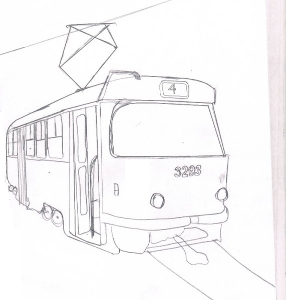 Трамвай раскраска для детей