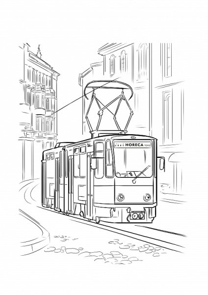 Распечатка трамвай сбоку