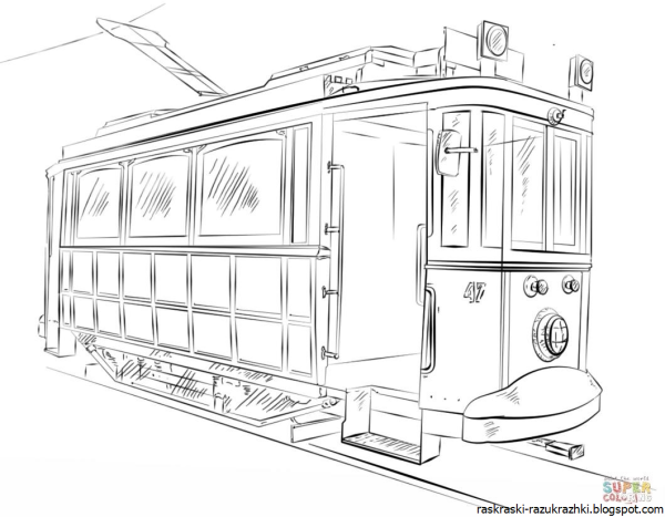 Троллейбус сбоку чб