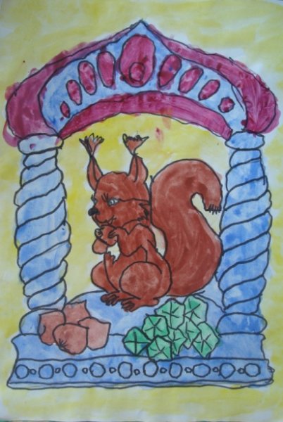 Иллюстрация к сказке о царе Салтане белка 1 класс