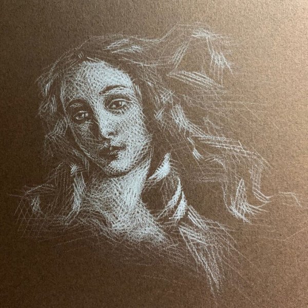 Портрет пастелью черно белый