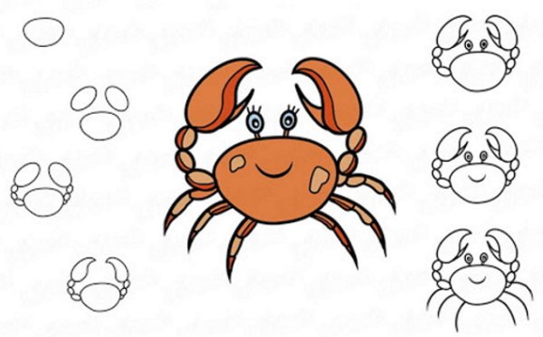 Контур краба для рисования