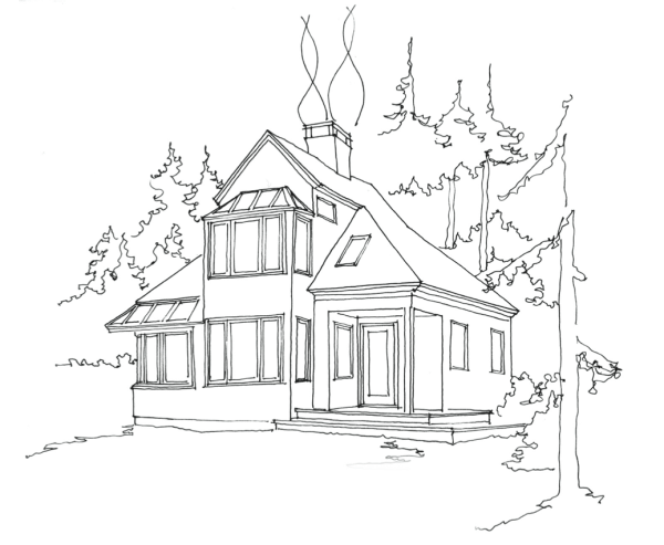 Поэтапное рисование дом