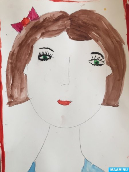 Портрет мамы карандашом детский