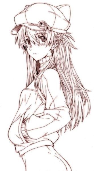 Аска Евангелион арт черно белый