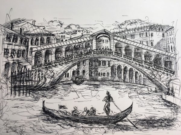 Мост Риальто Венеция Графика