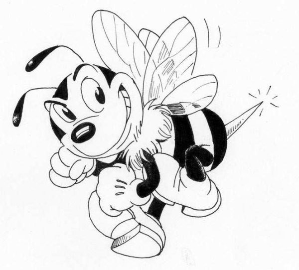 Смешная пчела карандашом