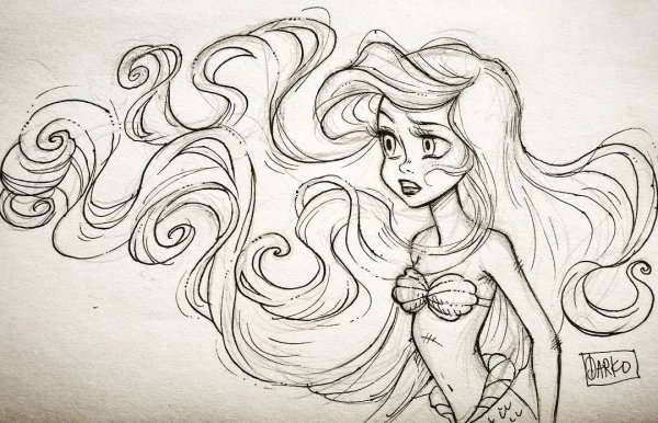 Рисунки для срисовки Русалочка Ариэль