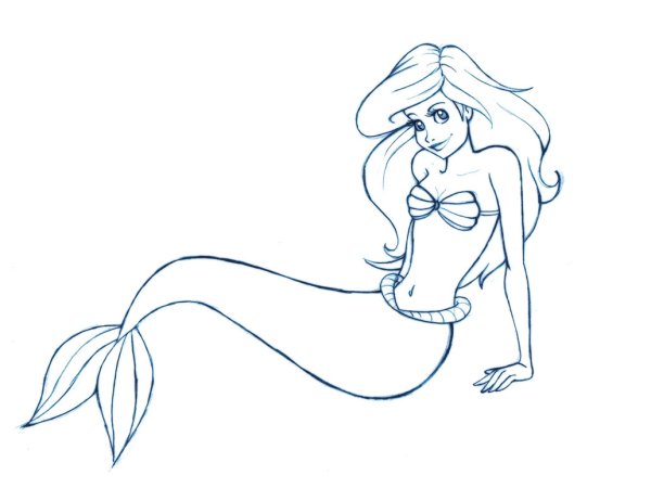 Русалка Ариэль для срисовки