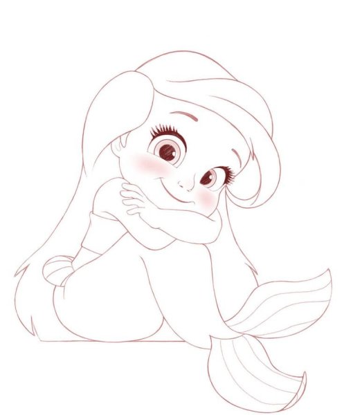 Русалочка Ариэль срисовать