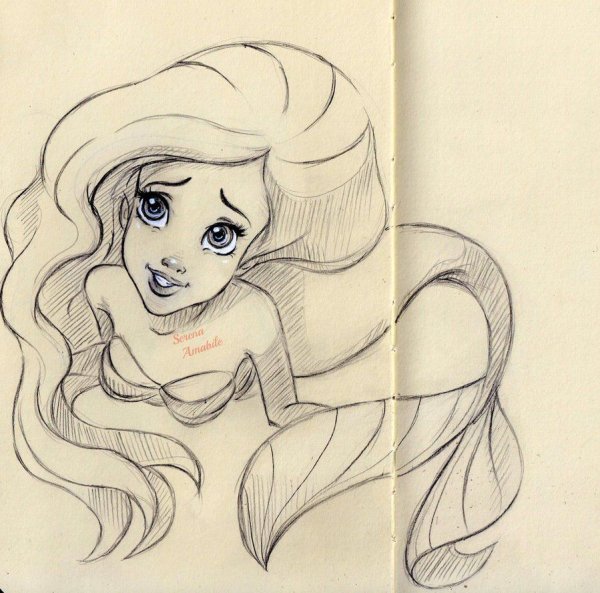 Срисовки Дисней Русалочка