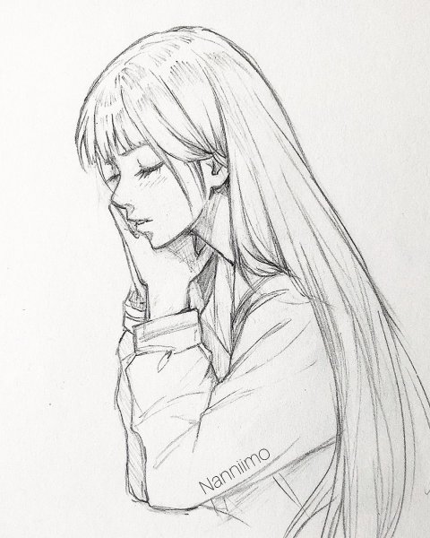 Волосы арт карандашом