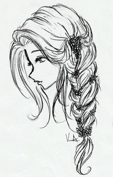 Эскиз прически карандашом