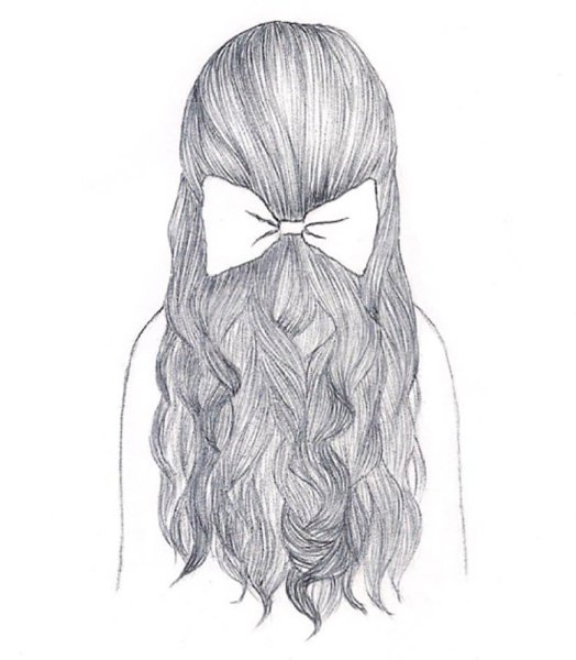 Девушка с длинными волосами рисунок карандашом