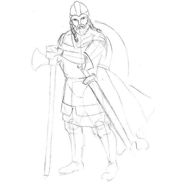 Викинг рисунок карандашом