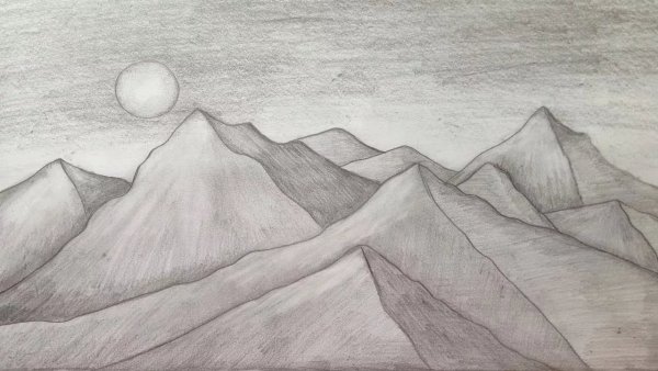 Горы для срисовки карандашом