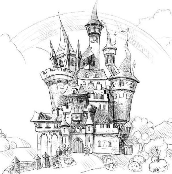 Романская крепость гравюра