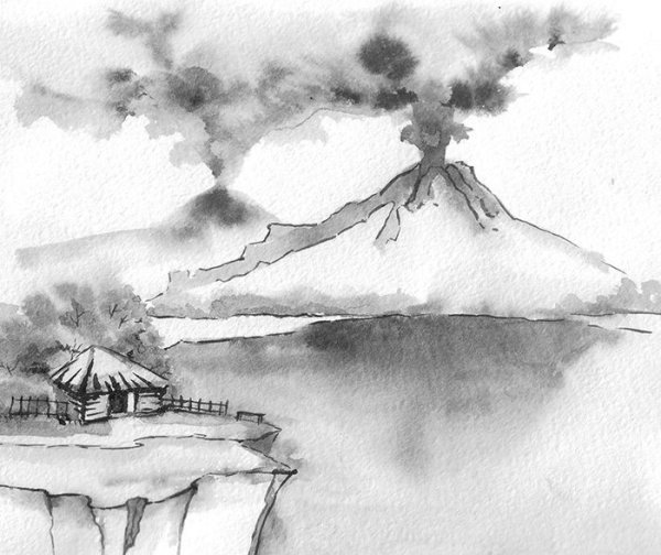Зарисовка вулкана