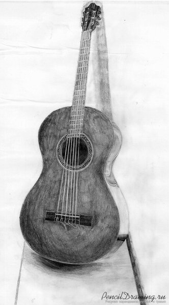 Нарисовать гитару карандашом