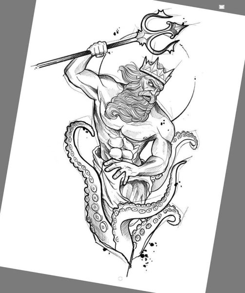 Посейдон Бог древней Греции рисунок