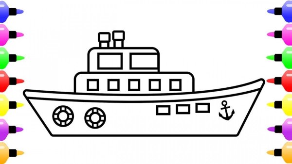 Пароходик рисунок карандашом