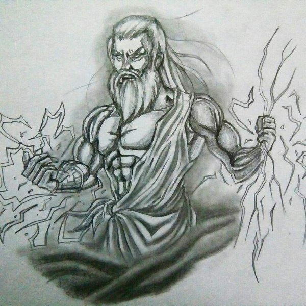 Зевс Бог древней Греции рисунок