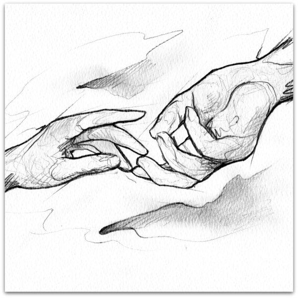 Эскиз рука к руке