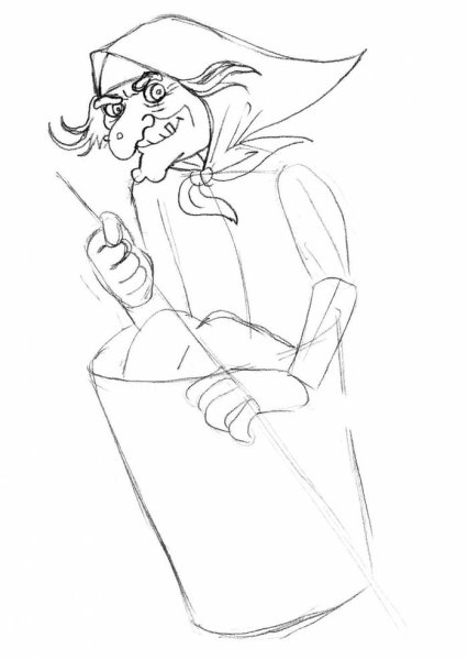 Как нарисовать бабу Ягу пошагово