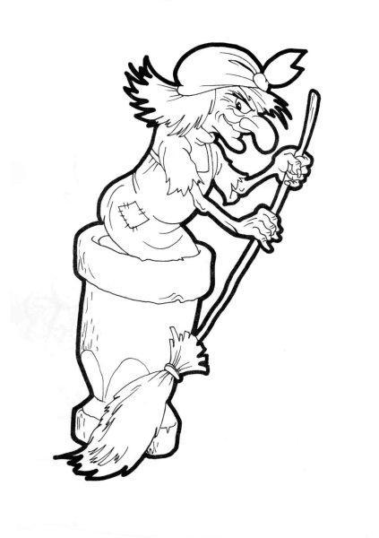 Баба Яга рисунок карандашом