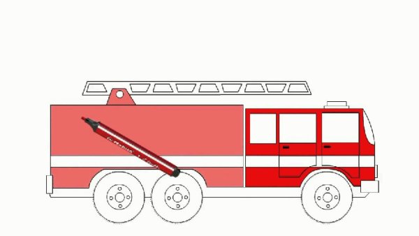 Поэтапное рисование пожарной машины