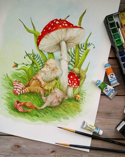 Рисунки акварельнвми карандашом