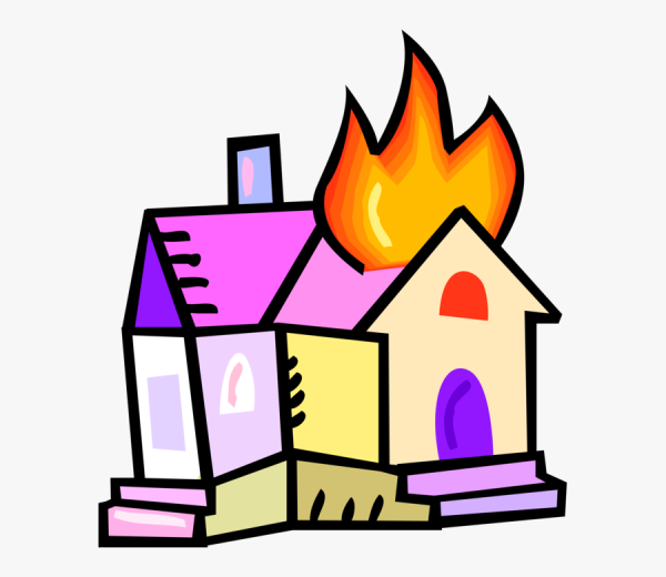 Дом горит рисунок