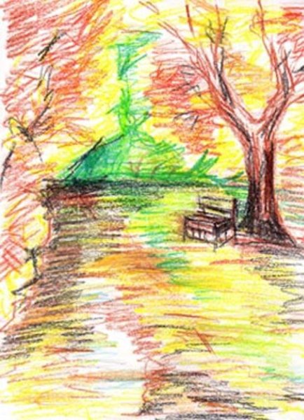 Рисование листопад карандашами