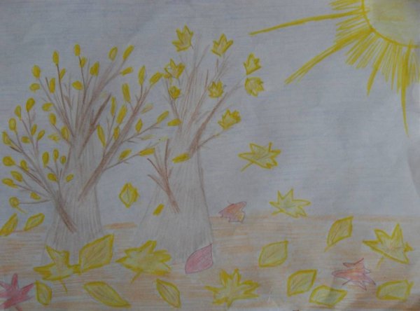 Рисование листопад карандашами