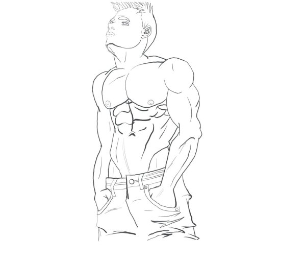 Накаченный мужик рисунок легкий