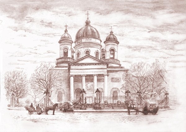 Нарисовать Спасо Преображенский собор в Рыбинске