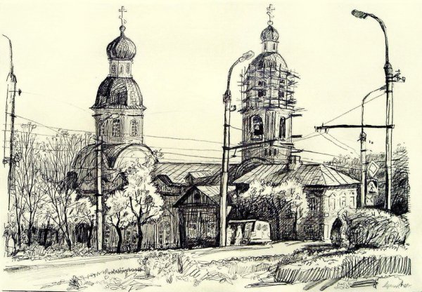 Покровский собор Пенза рисунок