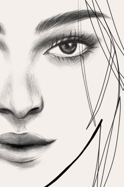 Половина лица карандашом