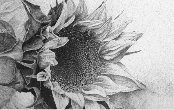 Пуантилизм Подсолнухи