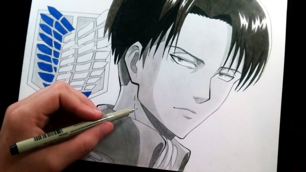 Леви Аккерман 4 сезон карандашом