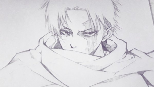 Атака титанов Леви чёрно белый битва