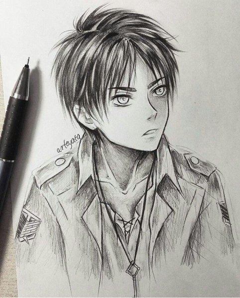 Леви Аккерман рисунок карандашом