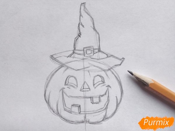 Тыква на Хэллоуин карандашом