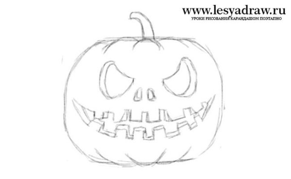Страшная тыква контур