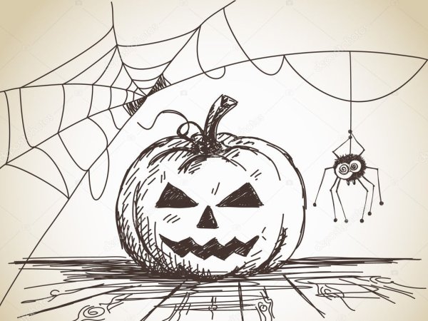 Набросок тыквы на Хэллоуин
