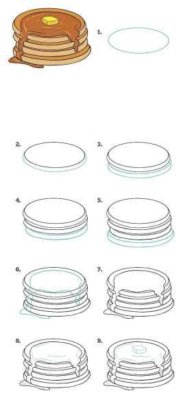 Рисунок блинов черно белый