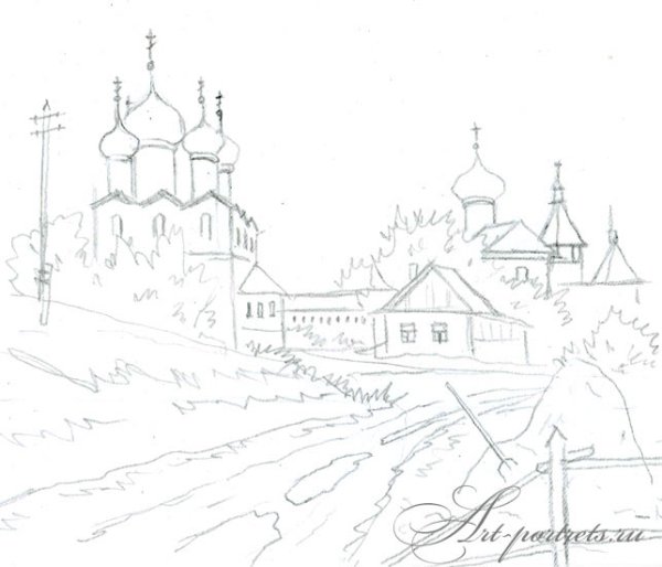 Раскраски Церковь в деревне